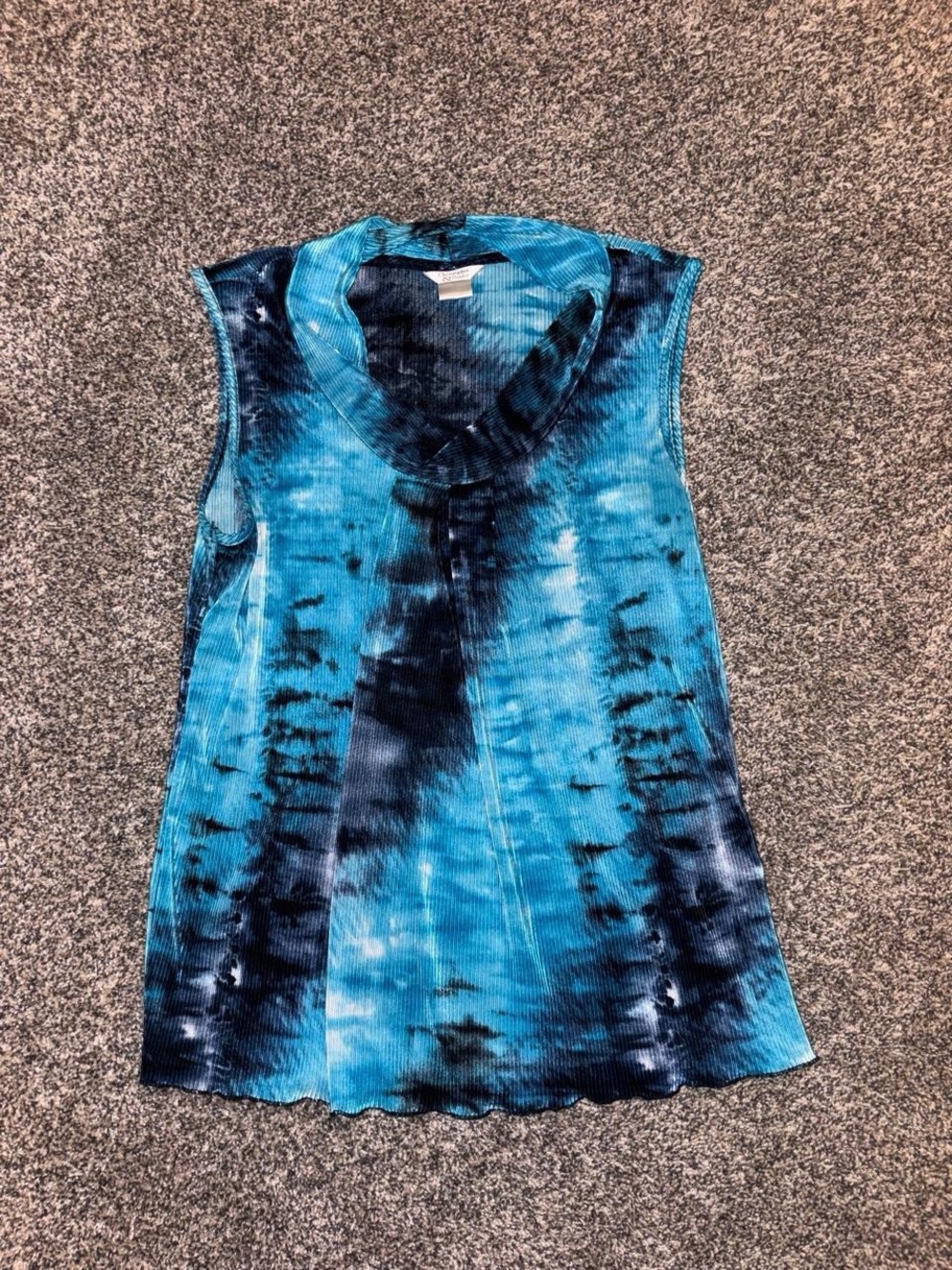 Y2K Blue and black tie dye ribbed grunge tank top